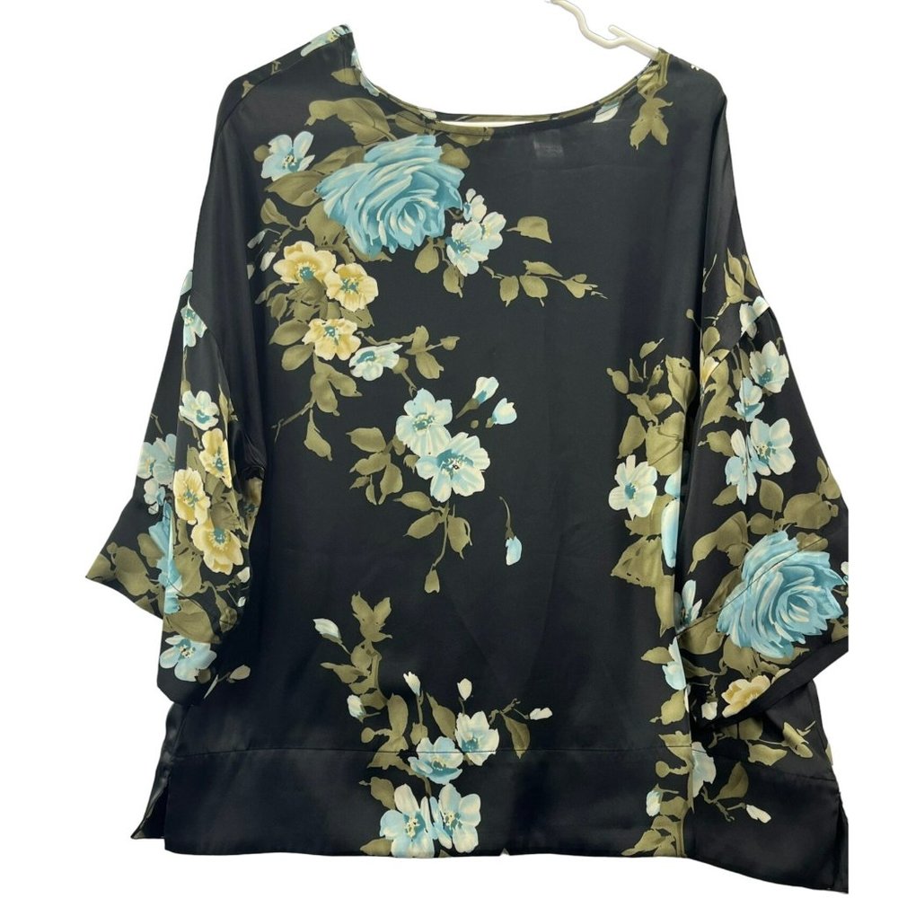 Drapers&Damons women long sleeve shirt/blouse, size m, color black, floral
